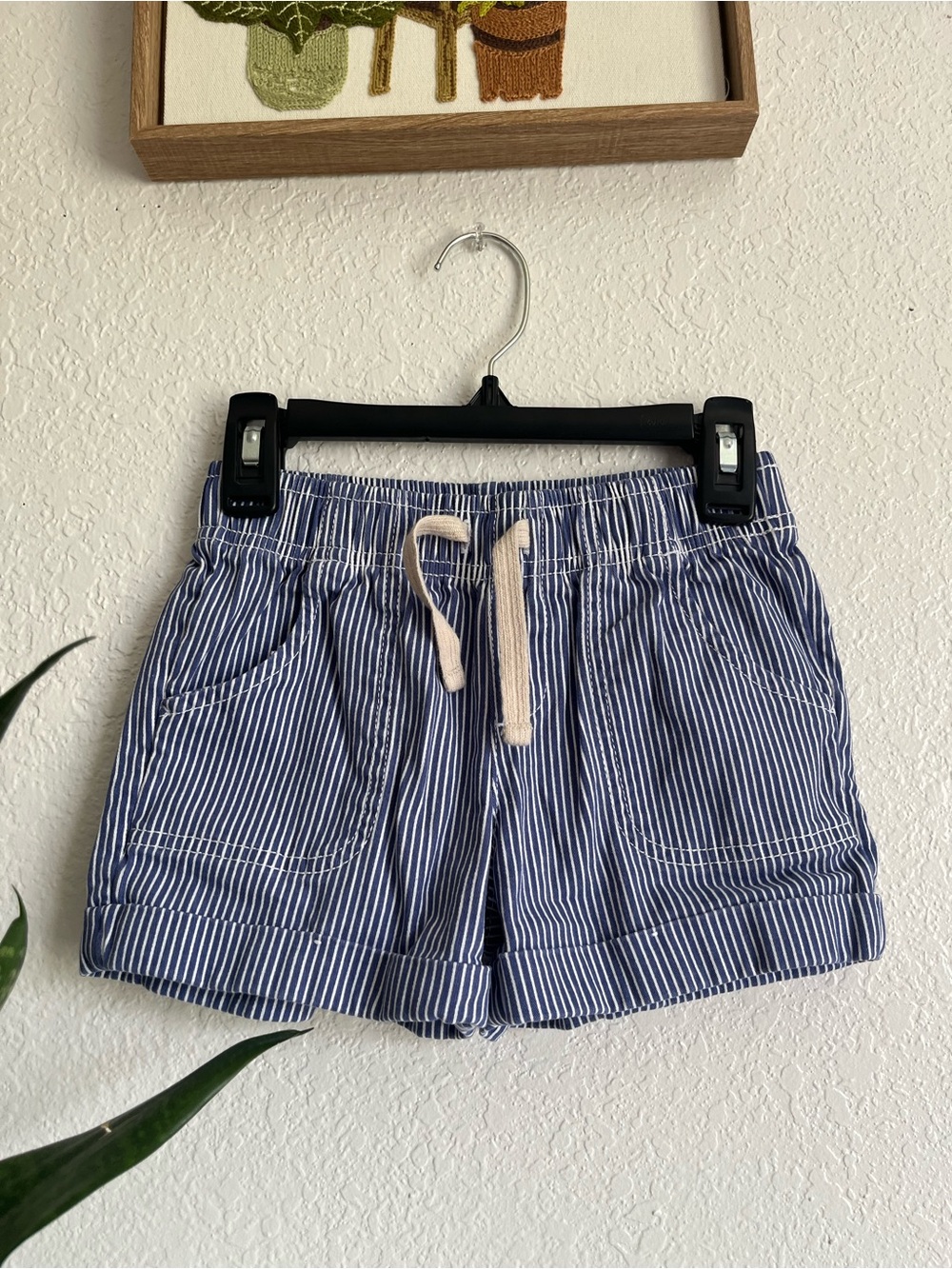 Striped Blue Drawstring Women’s Shorts
